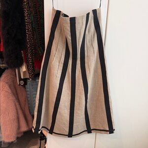 Elegant Beige and Black Striped Strapless dress